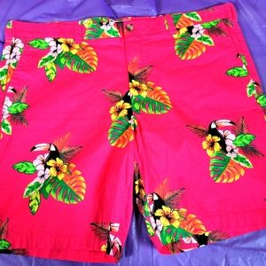 Men's Tropical Floral Print Shorts Size 42W